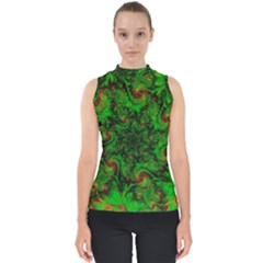 Art Artwork Fractal Digital Art  Green Mock Neck Shell Top by Wegoenart