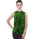 Art Artwork Fractal Digital Art  Green Mock Neck Chiffon Sleeveless Top View1