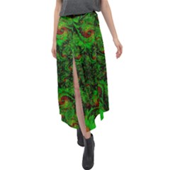 Art Artwork Fractal Digital Art  Green Velour Split Maxi Skirt by Wegoenart