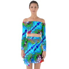 Abstract Art Art Design Modern Art Off Shoulder Top With Skirt Set by Wegoenart