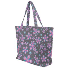 Seamless Pattern Flowers Pink Zip Up Canvas Bag by Wegoenart