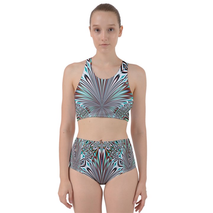 Crystal Design Crystal Pattern Glass Racer Back Bikini Set