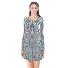 Crystal Design Crystal Pattern Glass Long Sleeve V-neck Flare Dress by Wegoenart