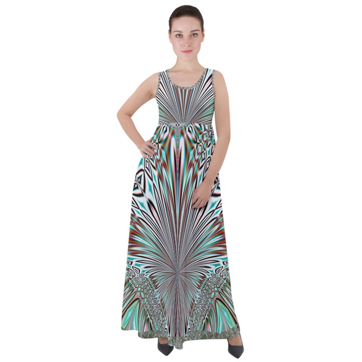 Crystal Design Crystal Pattern Glass Empire Waist Velour Maxi Dress