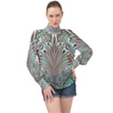 Crystal Design Crystal Pattern Glass High Neck Long Sleeve Chiffon Top View1