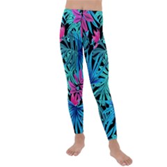 Leaves Picture Tropical Plant Kids  Lightweight Velour Leggings by Wegoenart