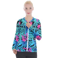 Leaves Picture Tropical Plant Casual Zip Up Jacket by Wegoenart