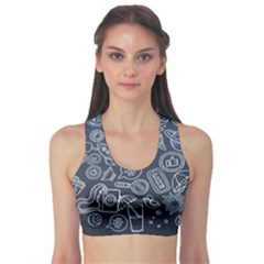 Internet Planets Drinks Computers Sports Bra by Wegoenart