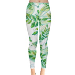 Leaves Green Pattern Nature Plant Leggings  by Wegoenart