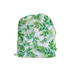 Leaves Green Pattern Nature Plant Drawstring Pouch (large) by Wegoenart