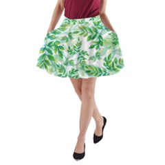 Leaves Green Pattern Nature Plant A-line Pocket Skirt by Wegoenart