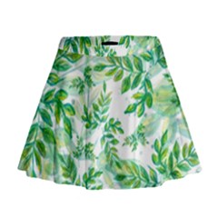 Leaves Green Pattern Nature Plant Mini Flare Skirt by Wegoenart