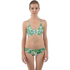 Leaves Green Pattern Nature Plant Wrap Around Bikini Set by Wegoenart