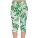 Leaves Green Pattern Nature Plant Velvet Capri Leggings  View2