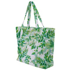 Leaves Green Pattern Nature Plant Zip Up Canvas Bag by Wegoenart