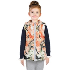 Marble Texture White Pattern Kids  Hooded Puffer Vest by Wegoenart