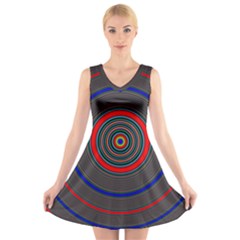 Art Design Fractal Circle V-neck Sleeveless Dress by Wegoenart