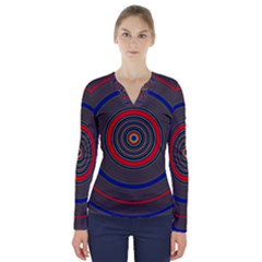 Art Design Fractal Circle V-neck Long Sleeve Top by Wegoenart