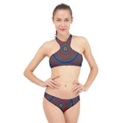 Art Design Fractal Circle High Neck Bikini Set by Wegoenart