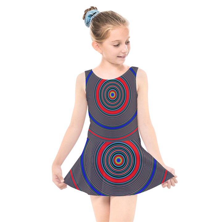 Art Design Fractal Circle Kids  Skater Dress Swimsuit