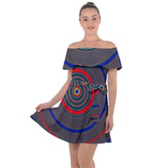 Art Design Fractal Circle Off Shoulder Velour Dress by Wegoenart