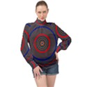 Art Design Fractal Circle High Neck Long Sleeve Chiffon Top View1