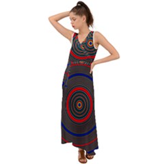 Art Design Fractal Circle V-neck Chiffon Maxi Dress by Wegoenart