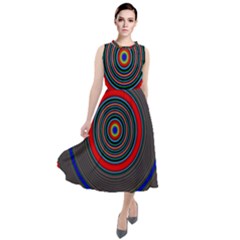 Art Design Fractal Circle Round Neck Boho Dress by Wegoenart