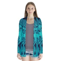 Background Texture Pattern Blue Drape Collar Cardigan by Wegoenart