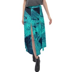 Background Texture Pattern Blue Velour Split Maxi Skirt by Wegoenart