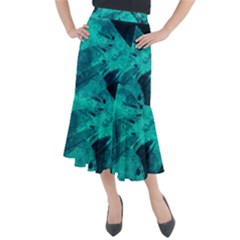 Background Texture Pattern Blue Midi Mermaid Skirt by Wegoenart