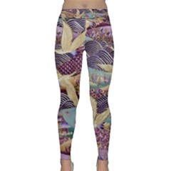 Textile Fabric Cloth Pattern Classic Yoga Leggings by Wegoenart