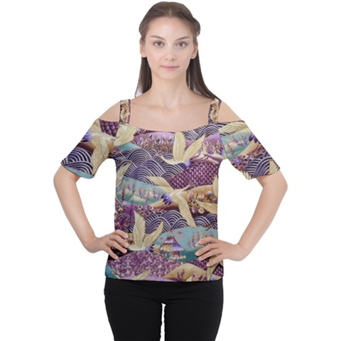 Textile Fabric Cloth Pattern Cutout Shoulder Tee by Wegoenart