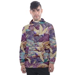 Textile Fabric Cloth Pattern Men s Front Pocket Pullover Windbreaker by Wegoenart