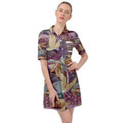 Textile Fabric Cloth Pattern Belted Shirt Dress by Wegoenart