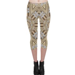 Wood And Wood With Hearts And More Wood Ornate Capri Leggings  by pepitasart