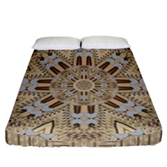 Wood And Wood With Hearts And More Wood Ornate Fitted Sheet (california King Size) by pepitasart