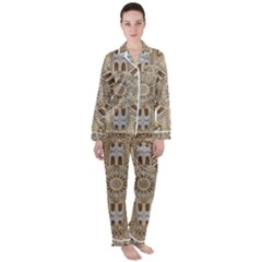 Wood And Wood With Hearts And More Wood Ornate Satin Long Sleeve Pyjamas Set by pepitasart