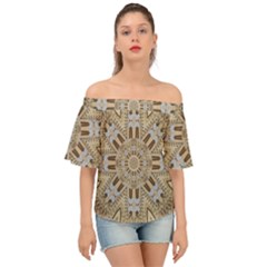 Wood And Wood With Hearts And More Wood Ornate Off Shoulder Short Sleeve Top by pepitasart