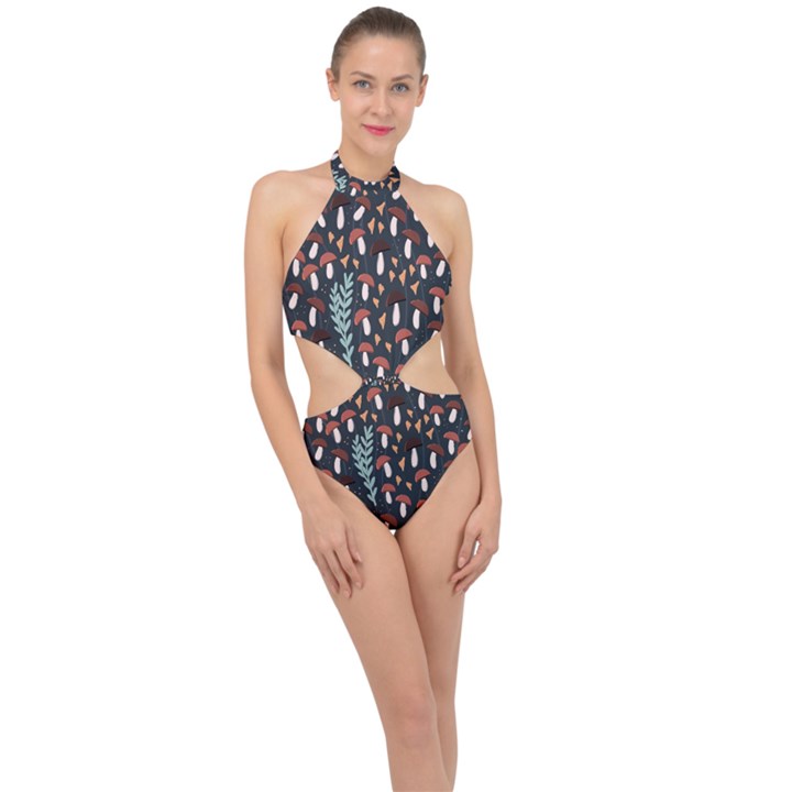 Summer 2019 50 Halter Side Cut Swimsuit