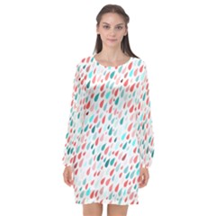 Rainy Day Pattern Long Sleeve Chiffon Shift Dress  by HelgaScand