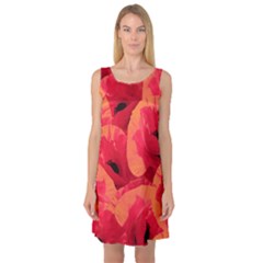 Poppies  Sleeveless Satin Nightdress