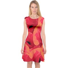 Poppies  Capsleeve Midi Dress by HelgaScand