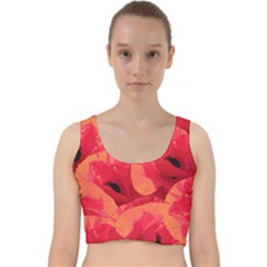 Poppies  Velvet Racer Back Crop Top by HelgaScand