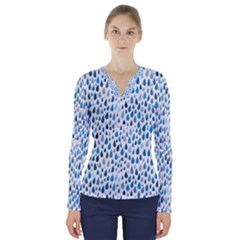 Rain Drops V-neck Long Sleeve Top by HelgaScand