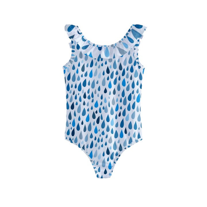 Rain Drops Kids  Frill Swimsuit