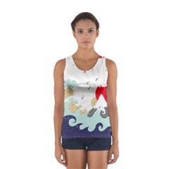 Mountain Sun Japanese Illustration Sport Tank Top  by Vaneshart