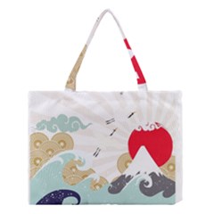 Mountain Sun Japanese Illustration Medium Tote Bag by Vaneshart