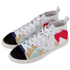 Mountain Sun Japanese Illustration Men s Mid-top Canvas Sneakers by Vaneshart