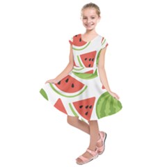 Watermelon Juice Auglis Clip Art Watermelon Kids  Short Sleeve Dress by Vaneshart